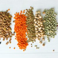 imagen de distintos granos de legumbres con proteína vegetal