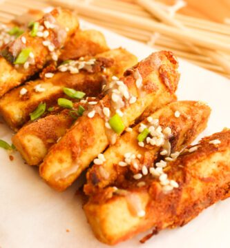 tofu con crema de cacahuete